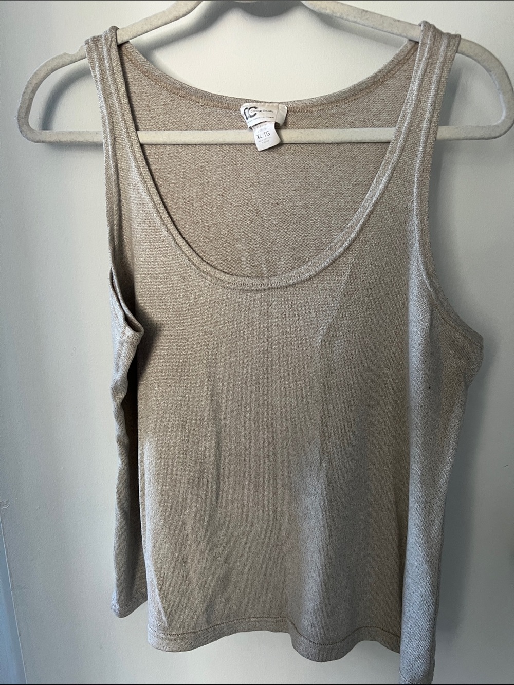 Cottage country Casual Knit Scoop Neck Tank Top - Taupe